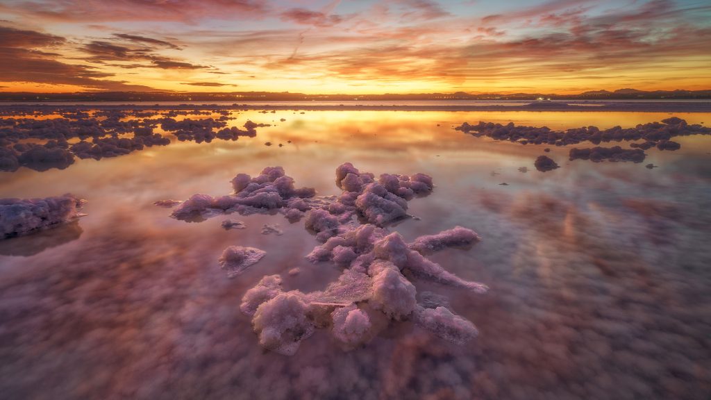 Natural park of Las Lagunas de La Mata, Pink Lake of Torrevieja, Alicante, Spain