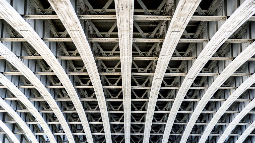 Underside of Blackfriars Railway Bridge in central London, England, UK
