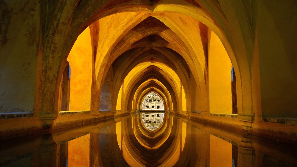 Baths of Lady María de Padilla cistern, Royal Alcázar palace in Seville, Spain