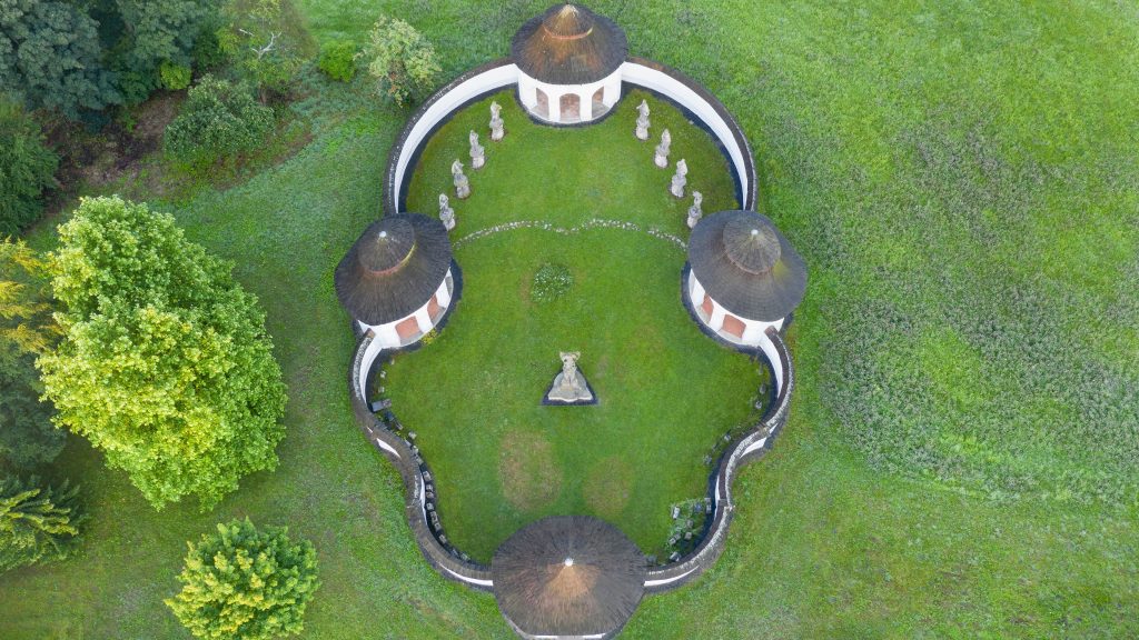 Aerial view of the Lower cemetery in Žďár nad Sázavou, Czech Republic