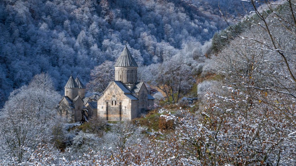 Haghartsin Monastery at Dilijan natural park in late autumn, Armenia