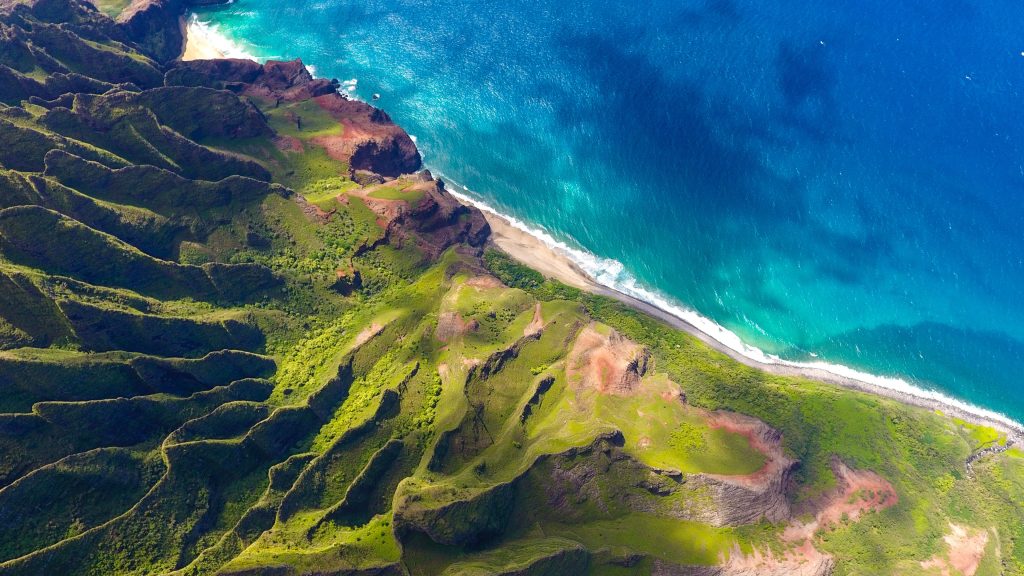 Aerial view of Kalalau Valley, Nā Pali Coast State Park, Hawaii, USA
