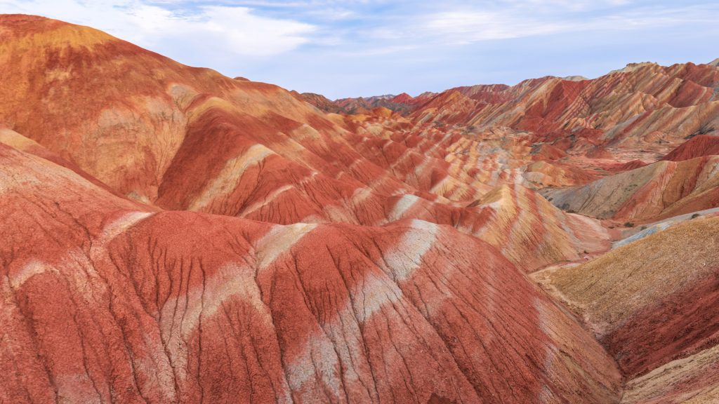Landscape of Rainbow Mountains in Danxia landform, Zhangye National Geopark, China