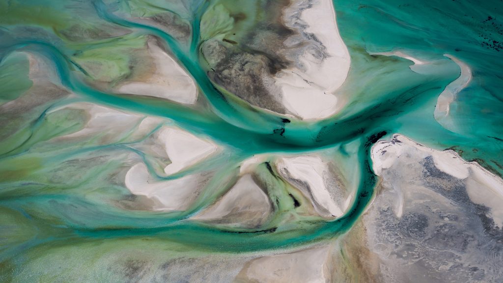 Aerial view of coastline of Shark Bay, Western Australia