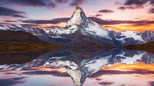 Read more about the article Matterhorn peak reflected in Stellisee Lake at sunrise, Zermatt, Switzerland