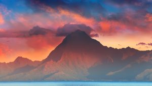Read more about the article View of Mont Orohena mountain at sunset, Tahiti, French Polynesia