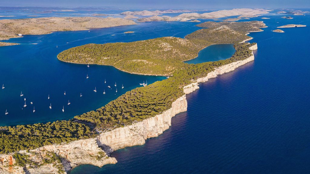 Dugi Otok island, view of Telašcica bay nature park and cliffs, Croatia