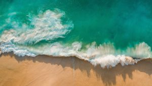 Read more about the article Aerial shot of waves on Kelingking Beach, Nusa Penida Island, Indonesia