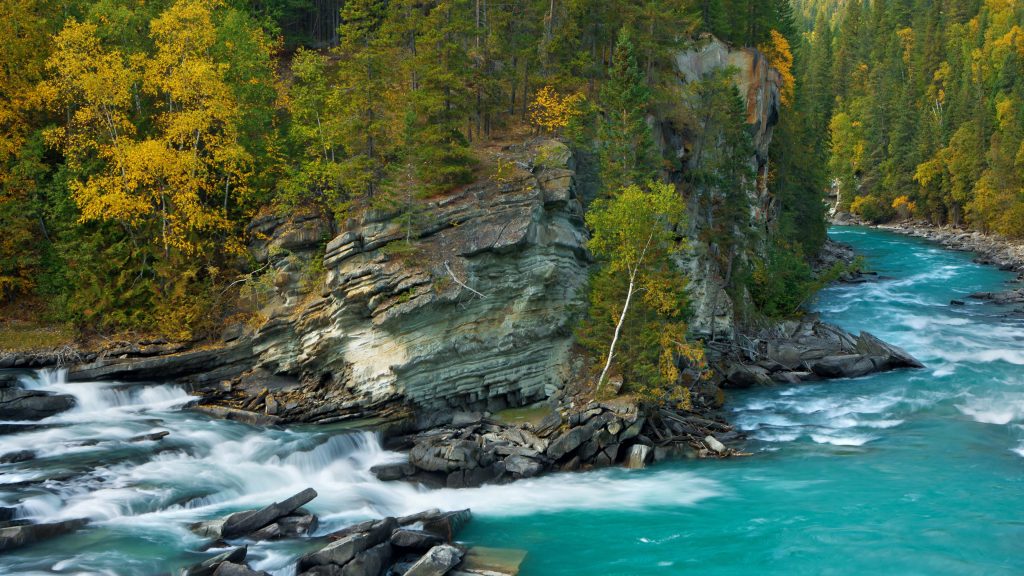 Autumn Colours of Rearguard Falls on Fraser River, British Columbia, Canada