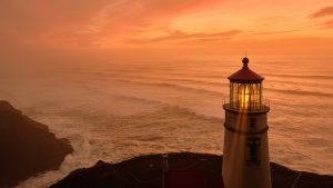 Read more about the article Heceta Head Light lighthouse near Florence at sunset, Pacific coast, Oregon, USA