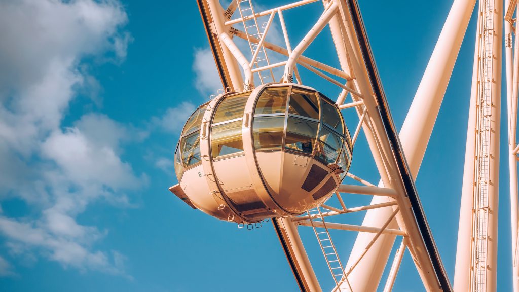 Close-up of Melbourne Star giant ferris wheel, Docklands, Victoria, Australia