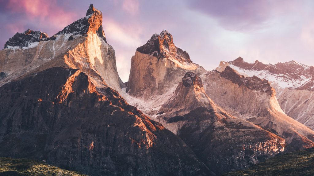 Cuernos del Paine mountains in Cordillera Paine, Torres del Paine National Park, Chile