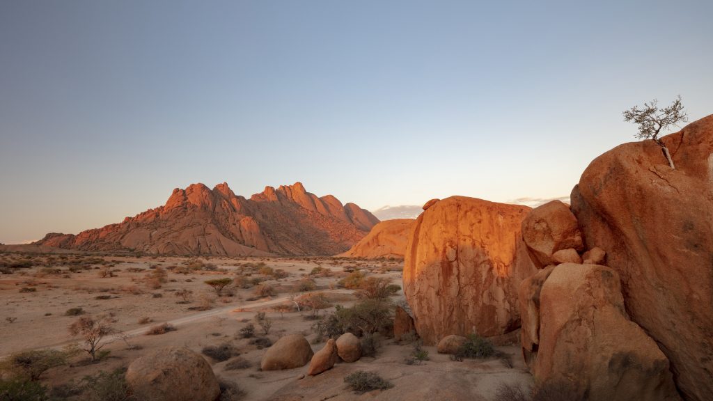 Pontok Mountains in the Spitzkoppe Nature Reserve at sunset, Namibia