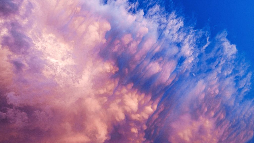 Altocumulus clouds, purple blue sky, New South Wales, Australia
