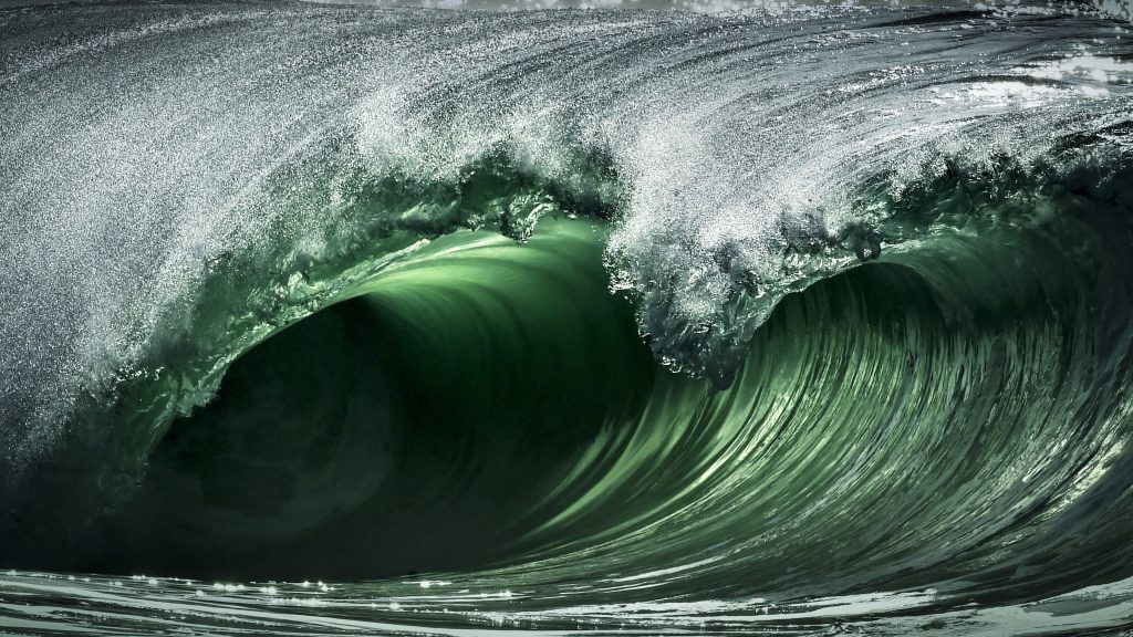 Riley's wave, a giant barreling wave, Kilkee, Clare, Ireland