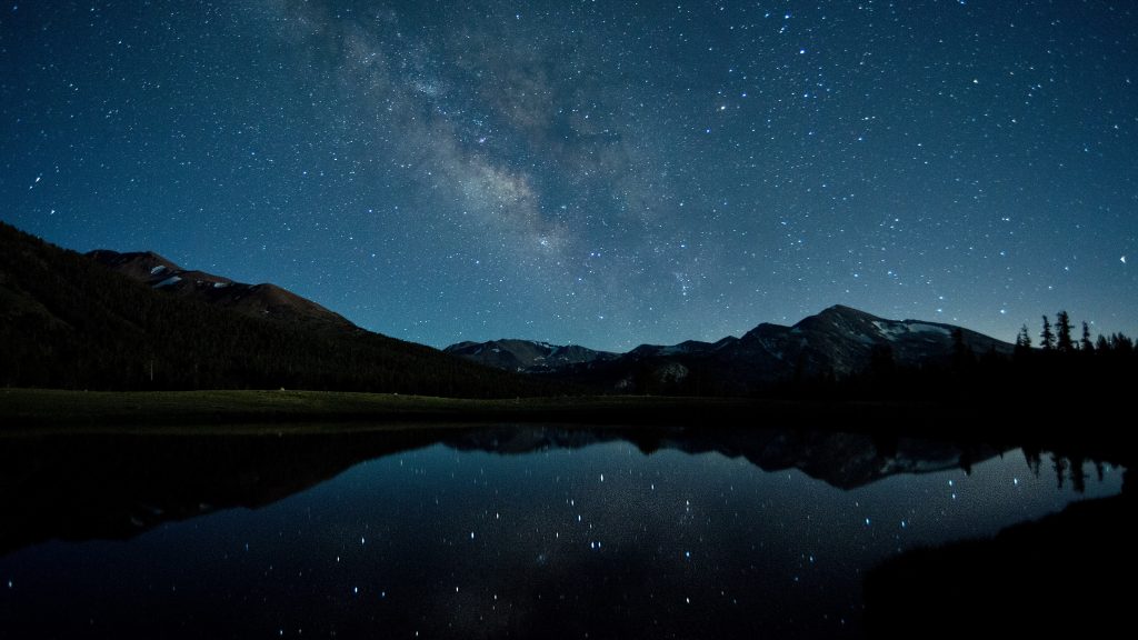 Milky Way over pond in Tuolumne Meadows, Yosemite National Park, California, USA