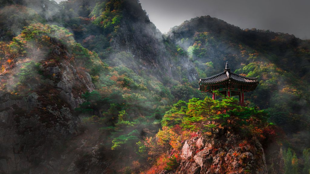 Gazebo at Wollyubong mountain top in Hwangsan-myeon, South Korea