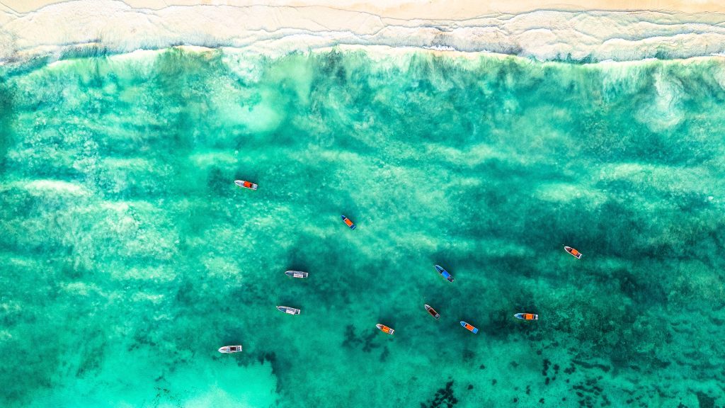 Waves crashing on idyllic empty beach, Pingwe, Zanzibar, Tanzania