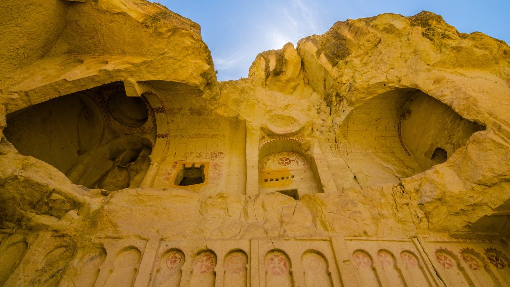 Dark Church monastic complex facade, Cappadocia, Göreme, Nevşehir, Turkey