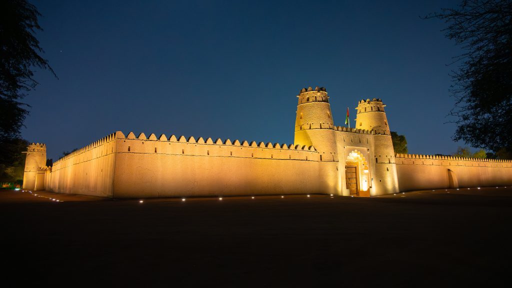 Sunrise at Al Jahili Fort in desert of Abu Dhabi, Al Ain, UAE