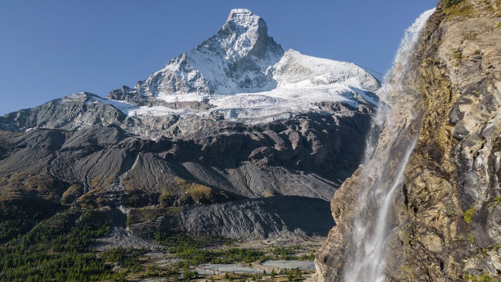 View of the north face of the Matterhorn in spring, Switzerland