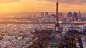 Read more about the article Sunset view of Paris with the Eiffel tower  from Montparnasse in autumn, France