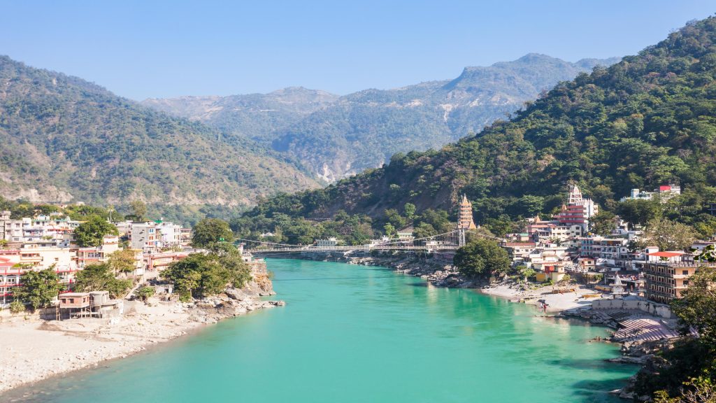 Rishikesh city aerial view, Uttarakhand, India