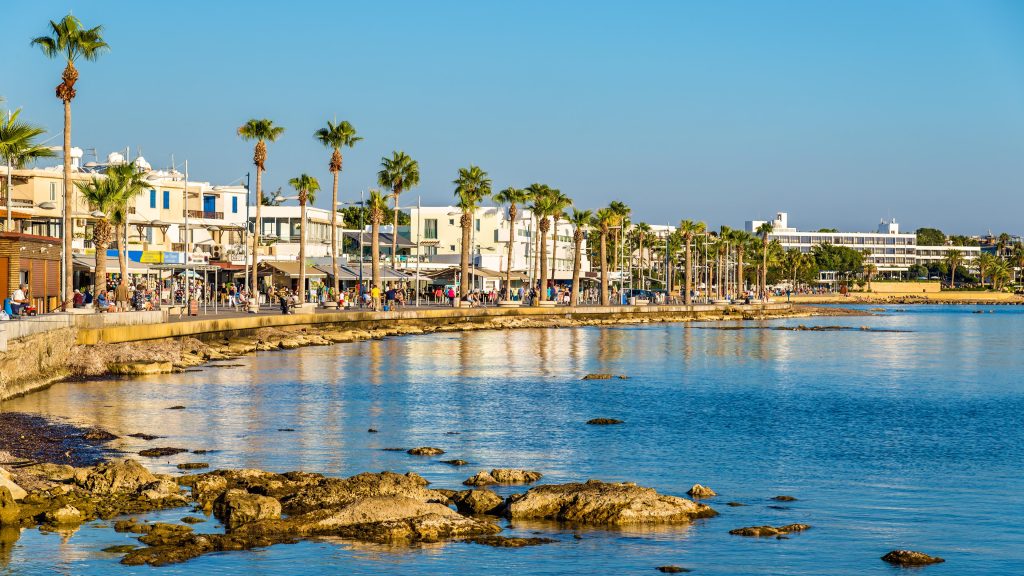 View of embankment at Paphos Harbour, Cyprus